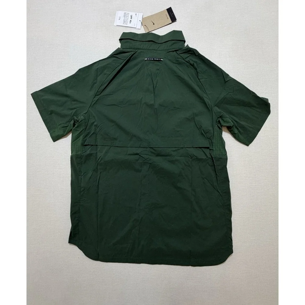 Nike Trail Men's Dri-FIT UV Vented Shirt Button Up Snap Green HV2164-323 Size S